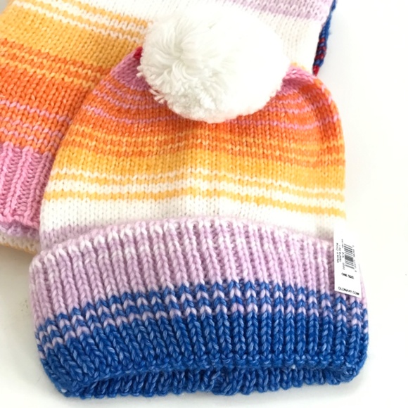 OLD NAVY Scarf and Hat Set Striped Rainbow NWT - Picture 2 of 15